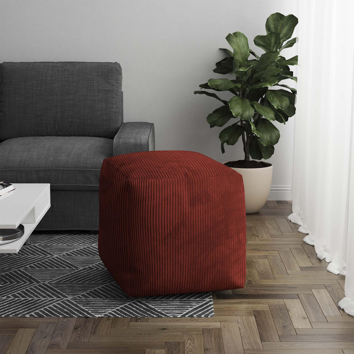 SITZSACK CUBE Fired Brick - Rotbraun/Dunkelrot, Textil (60/60/60cm) - Dreamroots