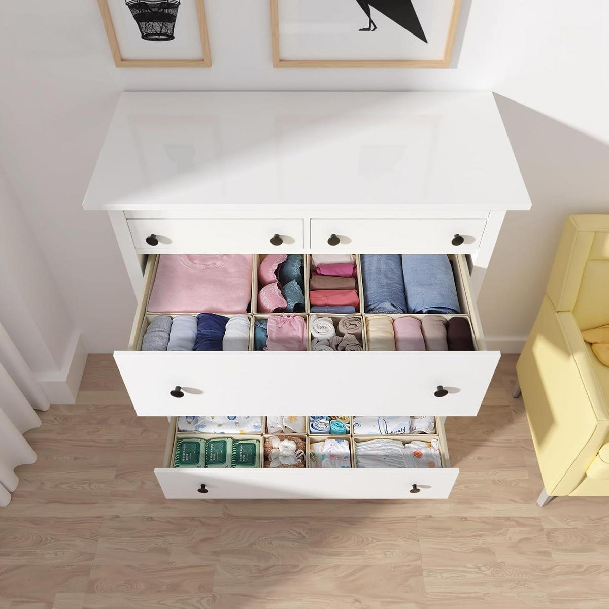 SCHUBLADEN Organizer 16er Set Beige - Beige, Textil (28/12/28cm)