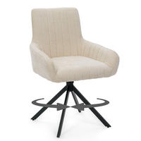 STUHL LUINO drehbar gepolsterter mit Steppung - creme - Chenille - Creme/Schwarz, Textil/Metall (58/87/60cm) - NEW HOME