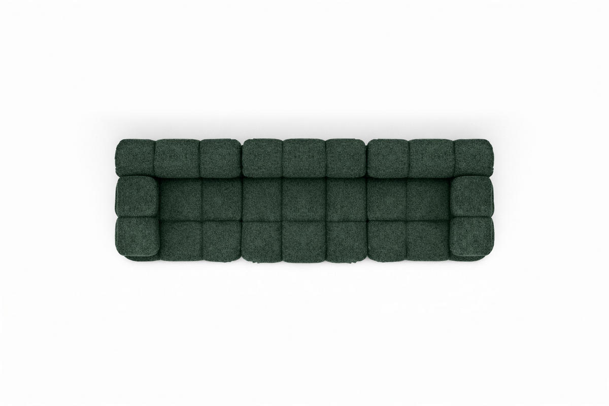 COUCH, 3-Sitzer Modular, Bouclé-Stoff Abriamo, Dunkelgrün, Selia - Dunkelgrün, Holz (285/70/95cm) - Kaiser Möbel