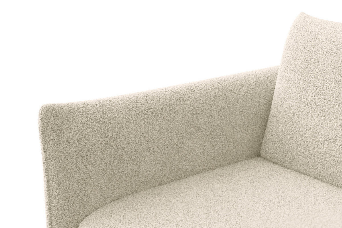 SOFA TAUER 3-Sitzer, Bouclé-Stoff ecru - Ecru/Schwarz, Holz/Textil (206/84/112cm) - Courtois Laville