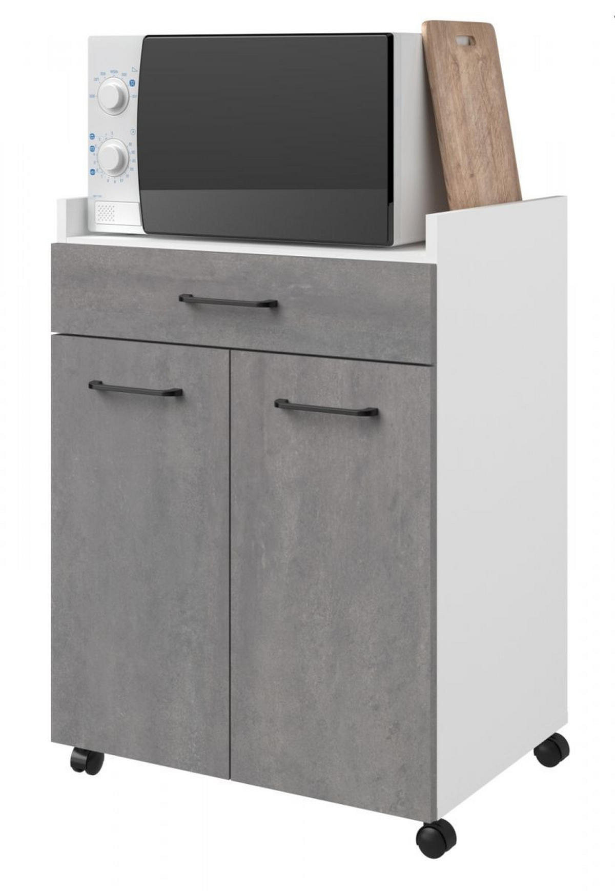 MINIKÜCHE grau, weiß, Set 2-teilig mit Buffet, Mehrzweckschrank - Weiß/Grau, Holzwerkstoff (140/180/45cm) - Parisot Meuble