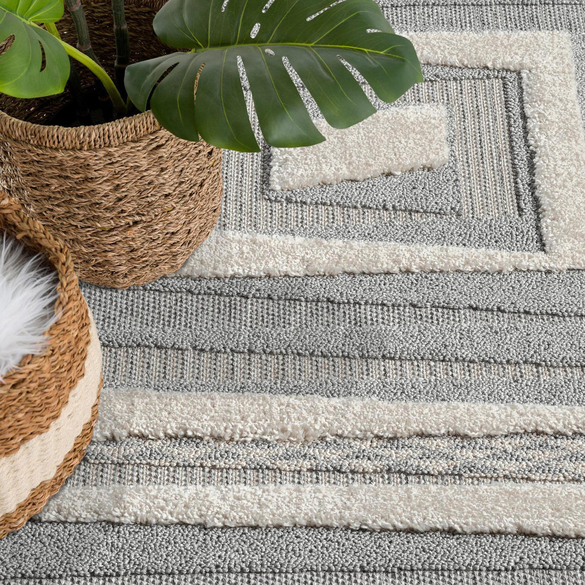 KURZFLOR-TEPPICH Valencia 940 Creme 160x230 cm - Blau/Creme, Textil (160/230cm) - carpet city