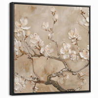 LEINWAND Bilder mit Rahmen - Blumen - Modern - Beige - Weiß - Blüte - 50x50 - Beige, Textil (50/50cm) - MuchoWow