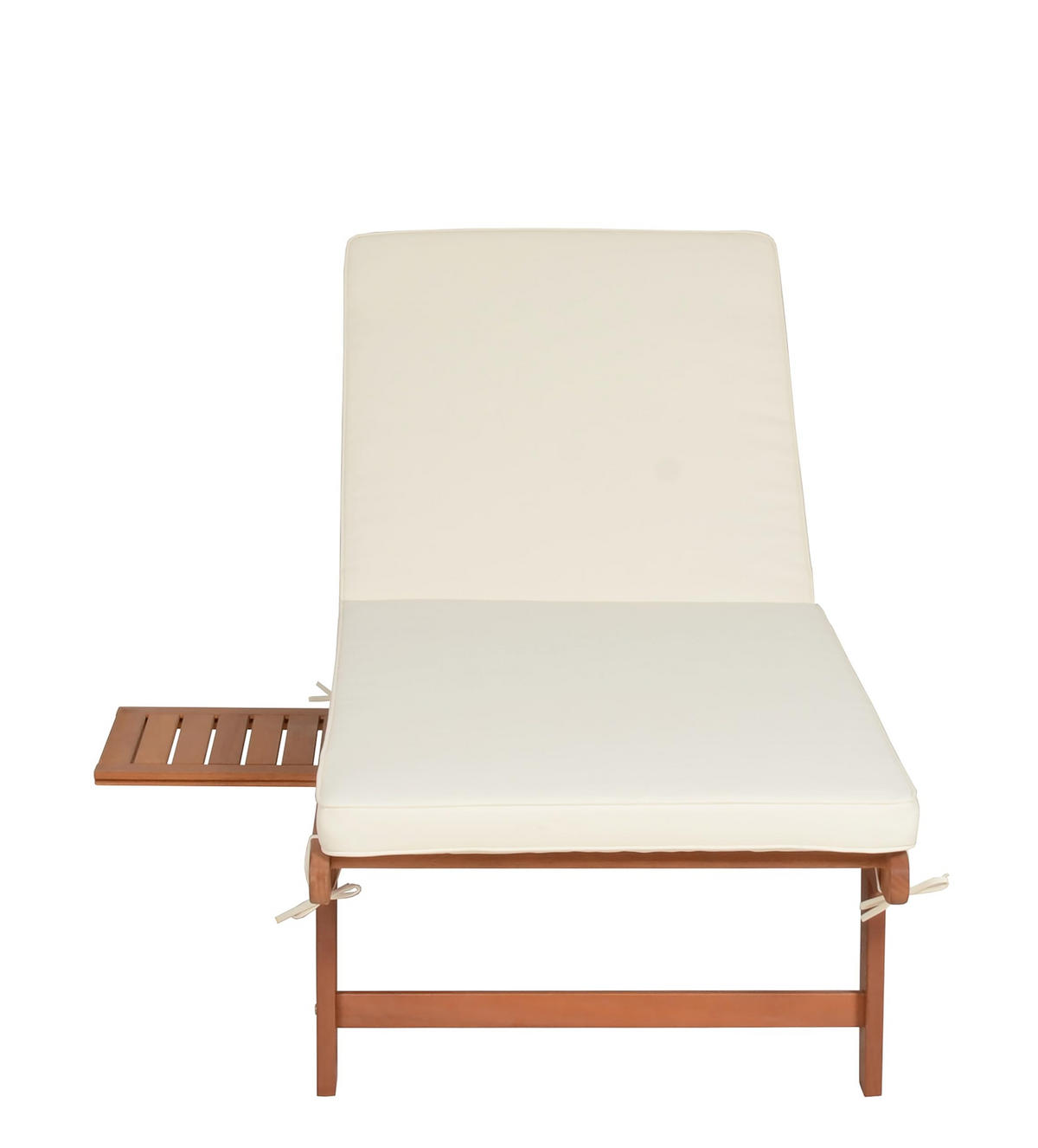 SONNENLIEGE Sano Verstellbar mit Auflage Beige Gartenliege - Beige, Holz (64/89/183cm) - DELUKE