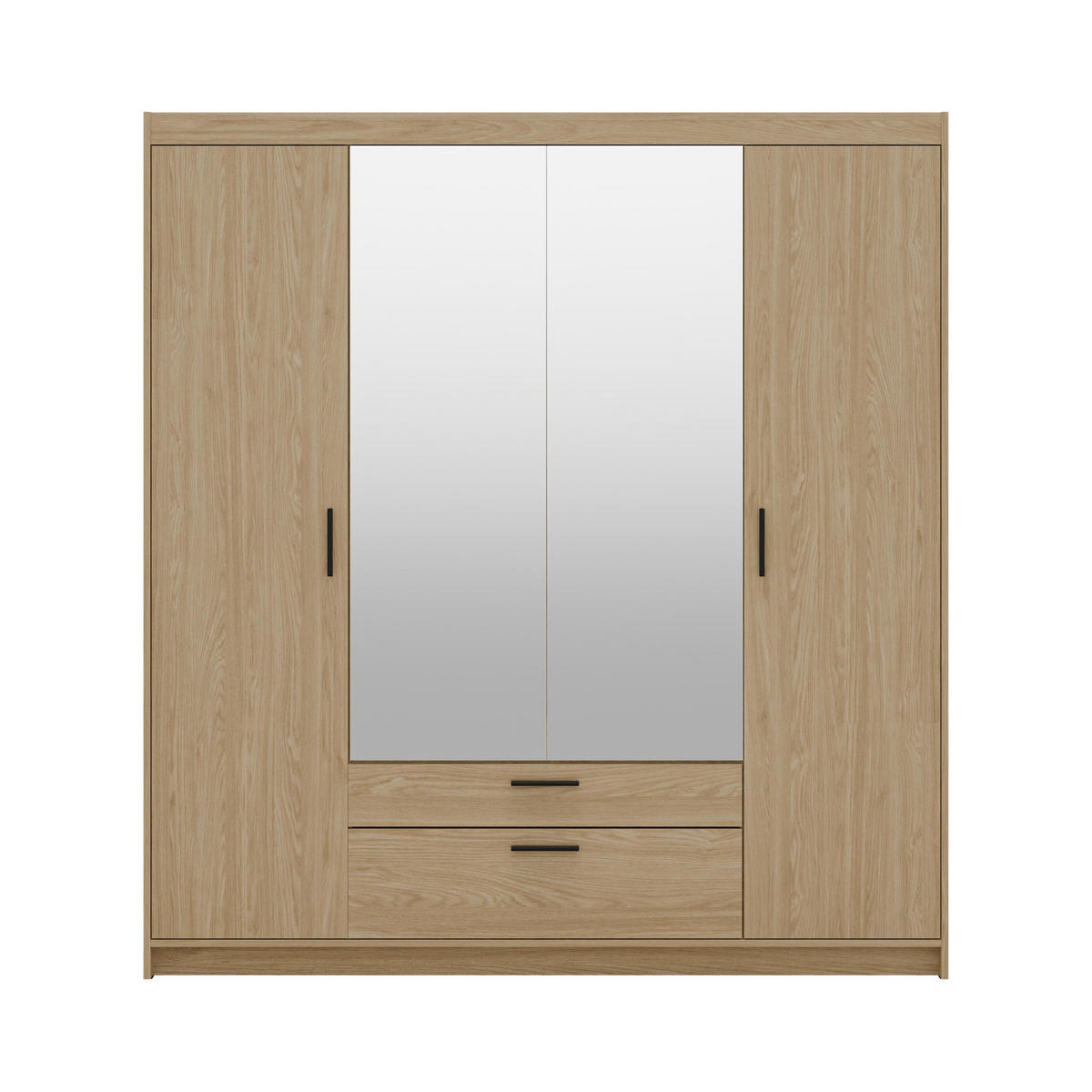 KLEIDERSCHRANK Storicos Geölte Eiche 176,3/190,5/53 cm - 4T2S Modern mit Schubladen und Spiegel - Eichefarben, Holzwerkstoff/Kunststoff (176.4/190.6/53cm) - AX Living