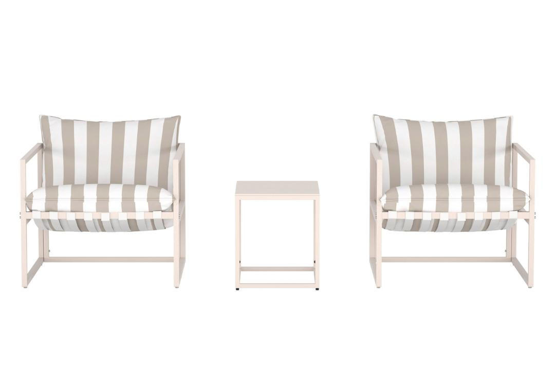 LOUNGE-SET, Messina, Beige, Stahl, 40 x 50 x 45 cm, 3-teilig - Beige, Metall - ebuy24