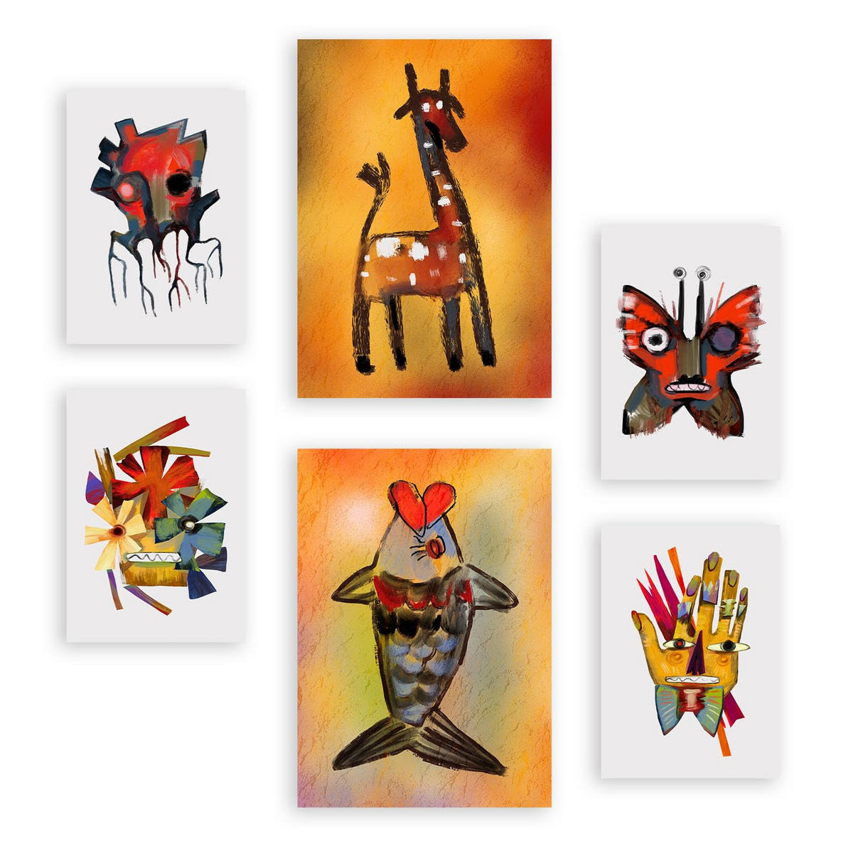 POSTER Set Mit 6 Auffällt 3 In Tiere Zusammenfassungen A3 & A4 Rahmenlos - Klar, Papier (29/3cm) - Nacnic