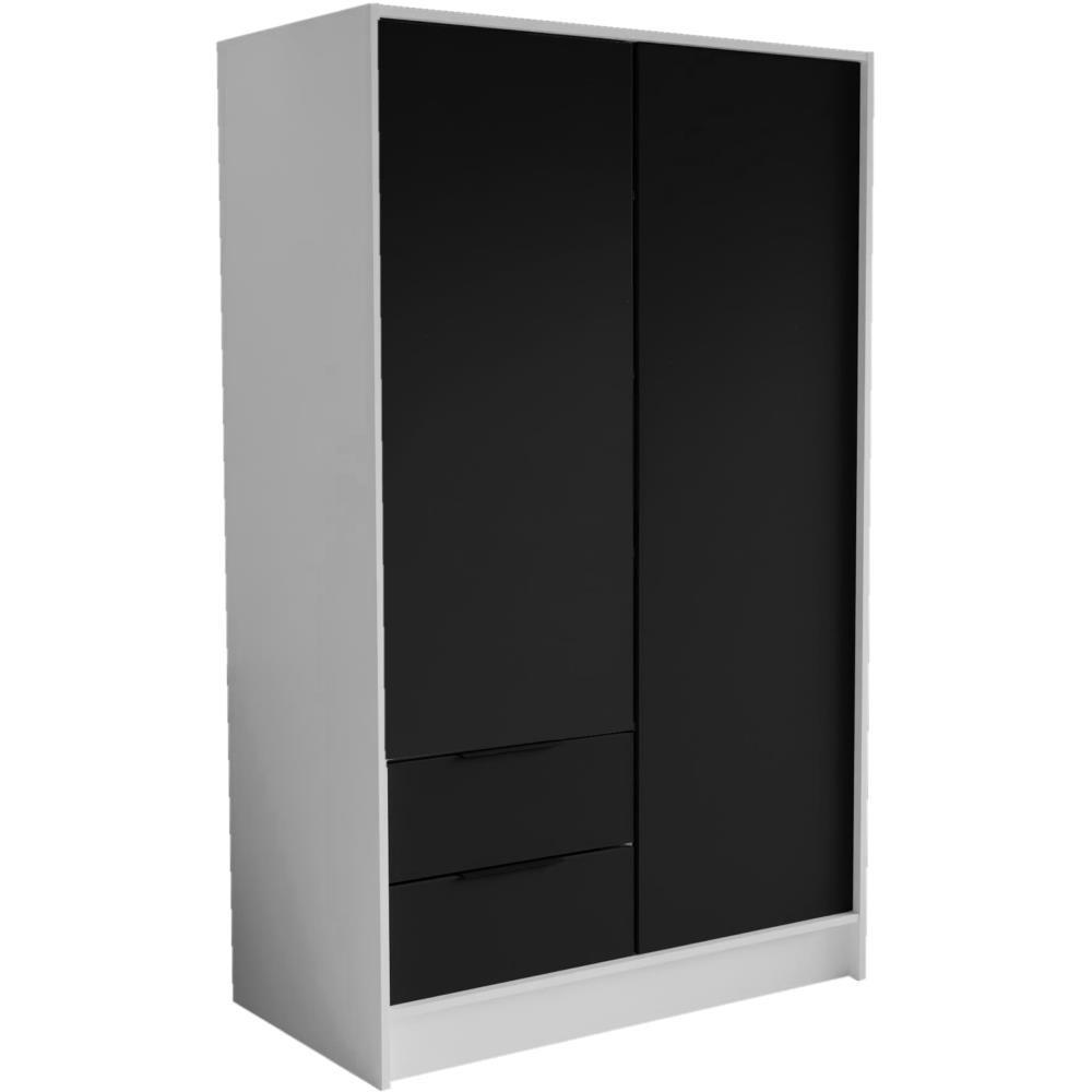 DREHTÜRENSCHRANK Niko 100/51/200 cm weiß+schwarz - Schwarz/Weiß, Holzwerkstoff (100/200/51cm) - Beautysofa