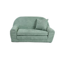 MINI-SOFA David - Ausklappbares Kindersofa aus Teddystoff in Hellgrün - Hellgrün, Textil (78/45/40cm) - Fortisline