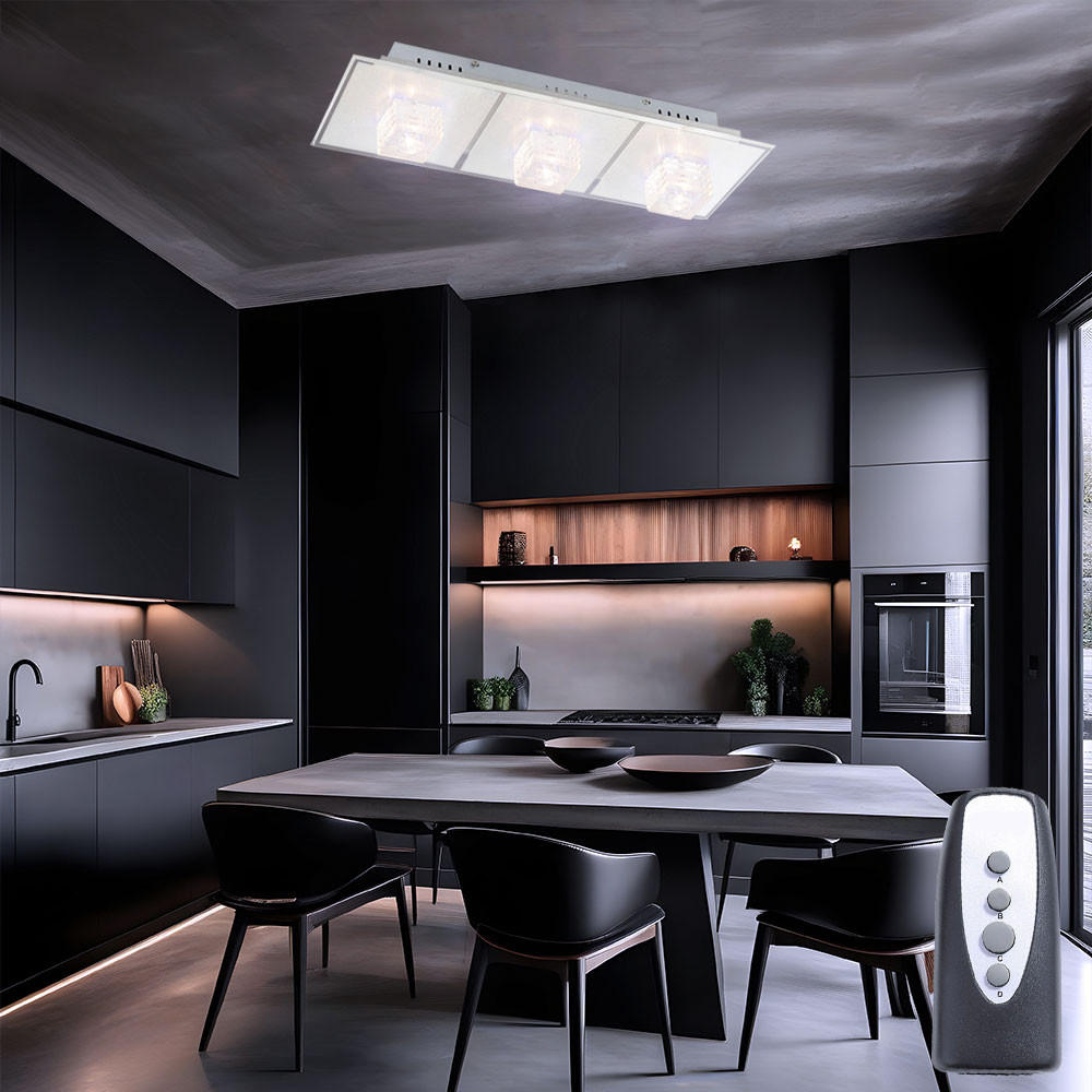 LED DECKENLEUCHTE Metall Kristalloptik Silber - Silberfarben, Glas (59.5/20.5/12.5cm) - Globo Lighting