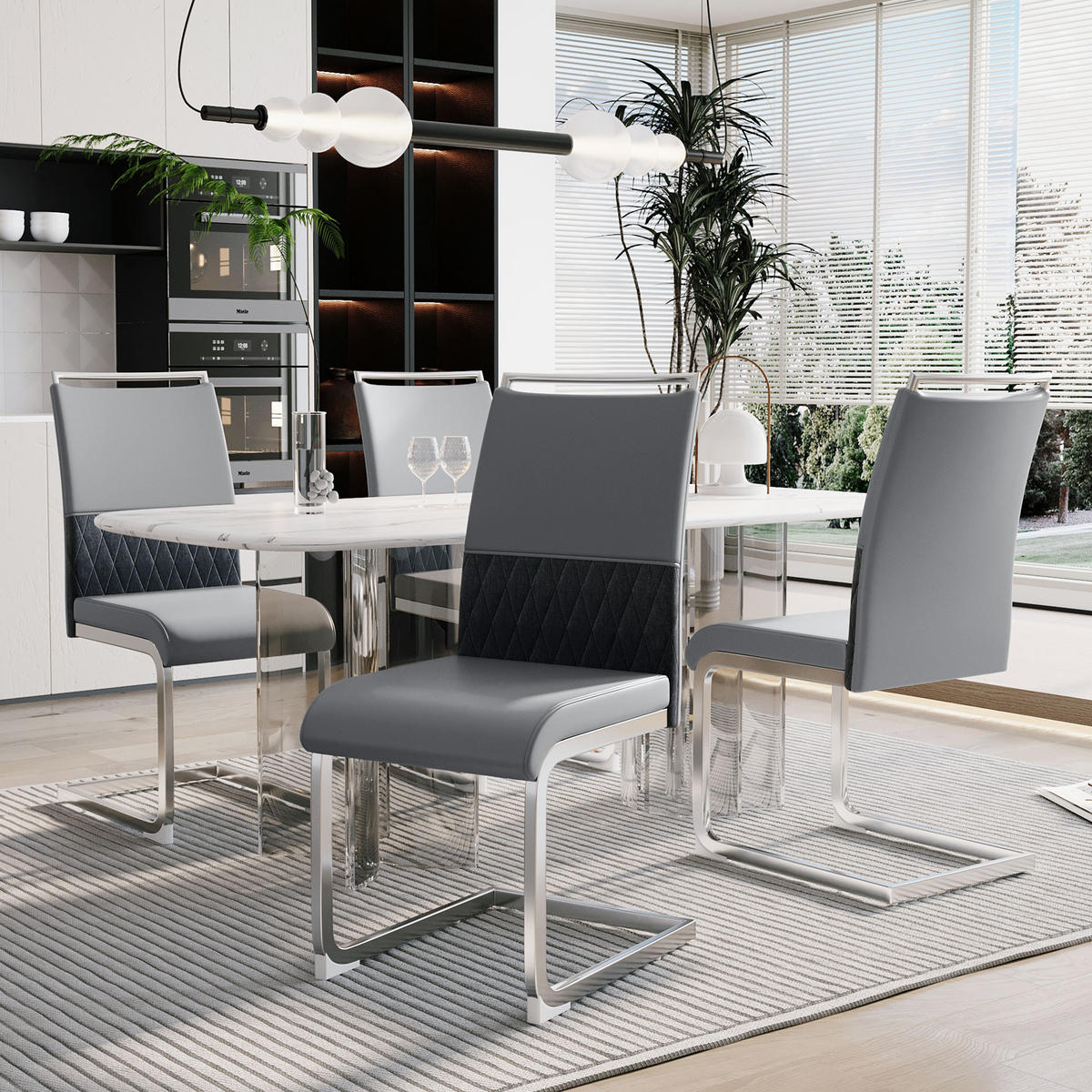 SCHWINGSTUHL DE-35903 4er-Set mit Querstreifen-Design Grau - Grau, Metall (48/95/42cm) - ComfortXL