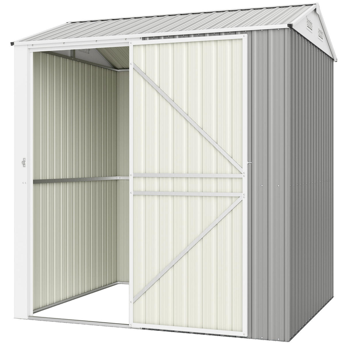 GARTENHAUS aus Stahl, 3, 51 m² hoch, mit Belüftung und abschließbarer Tür,209 x 177 x 236 cm, silber - Grau, Metall (177/236/209cm) - Vallsero