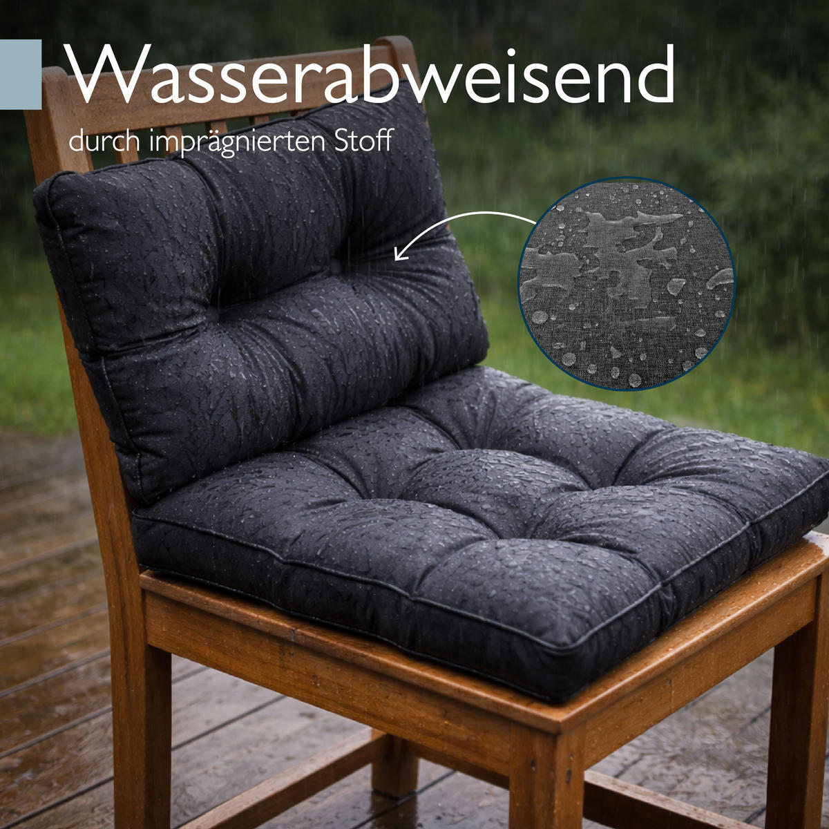 LOUNGEKISSEN Flair Outdoor Sitz 50x50x10cm mit Rücken 50x40x12cm Graphitgrau (2tlg) - Graphitfarben, Textil (50/50cm) - Beautissu 