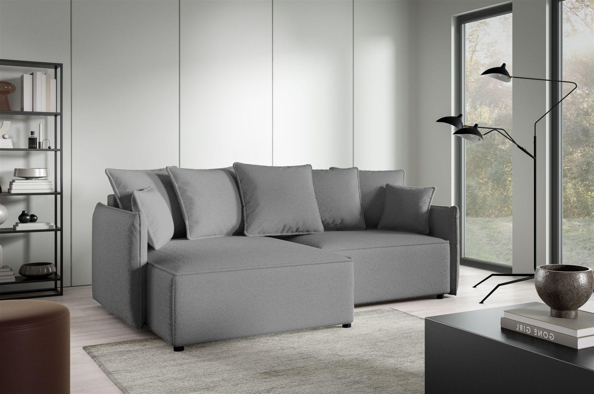 ECKSOFA Minea Mit Schlaffunktion - Dunkelgrau, Holzwerkstoff/Textil (221/153cm) - Fun Möbel