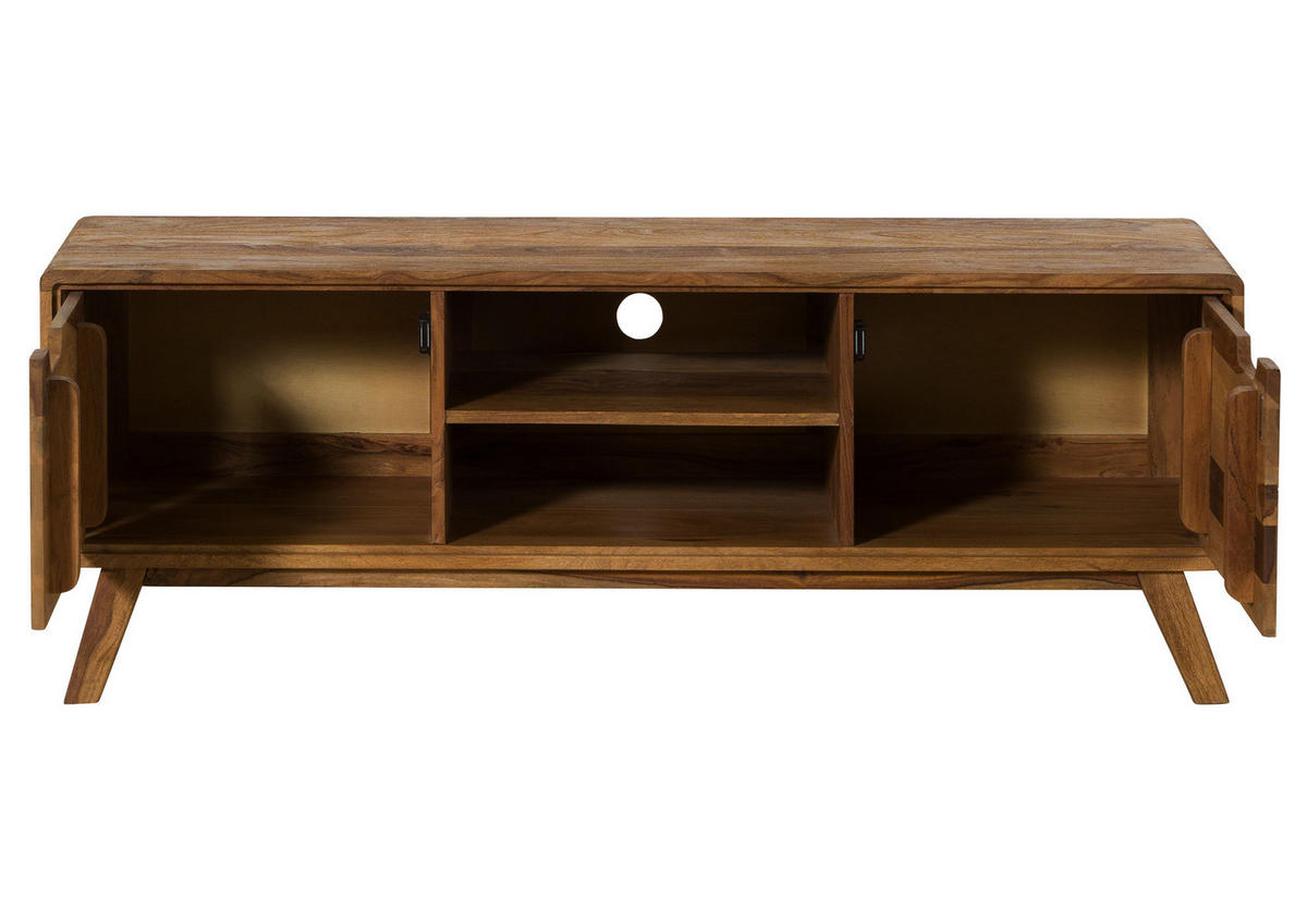 TV-BOARD Sheesham 134x40x48 natur sandgestrahlt lackiert MALMÖ 2 #219 - Naturfarben, Holz (40/48/134cm) - Massivmoebel24