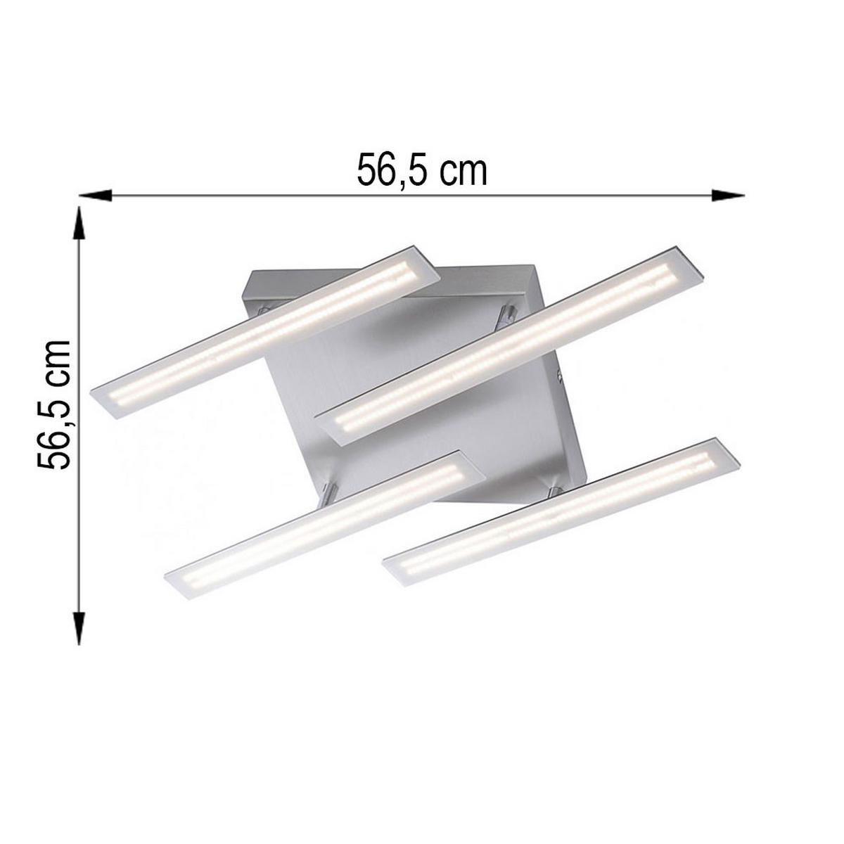 LED DECKENLEUCHTE Metall Silber - Silberfarben, Metall (56.5/56.5/9cm)