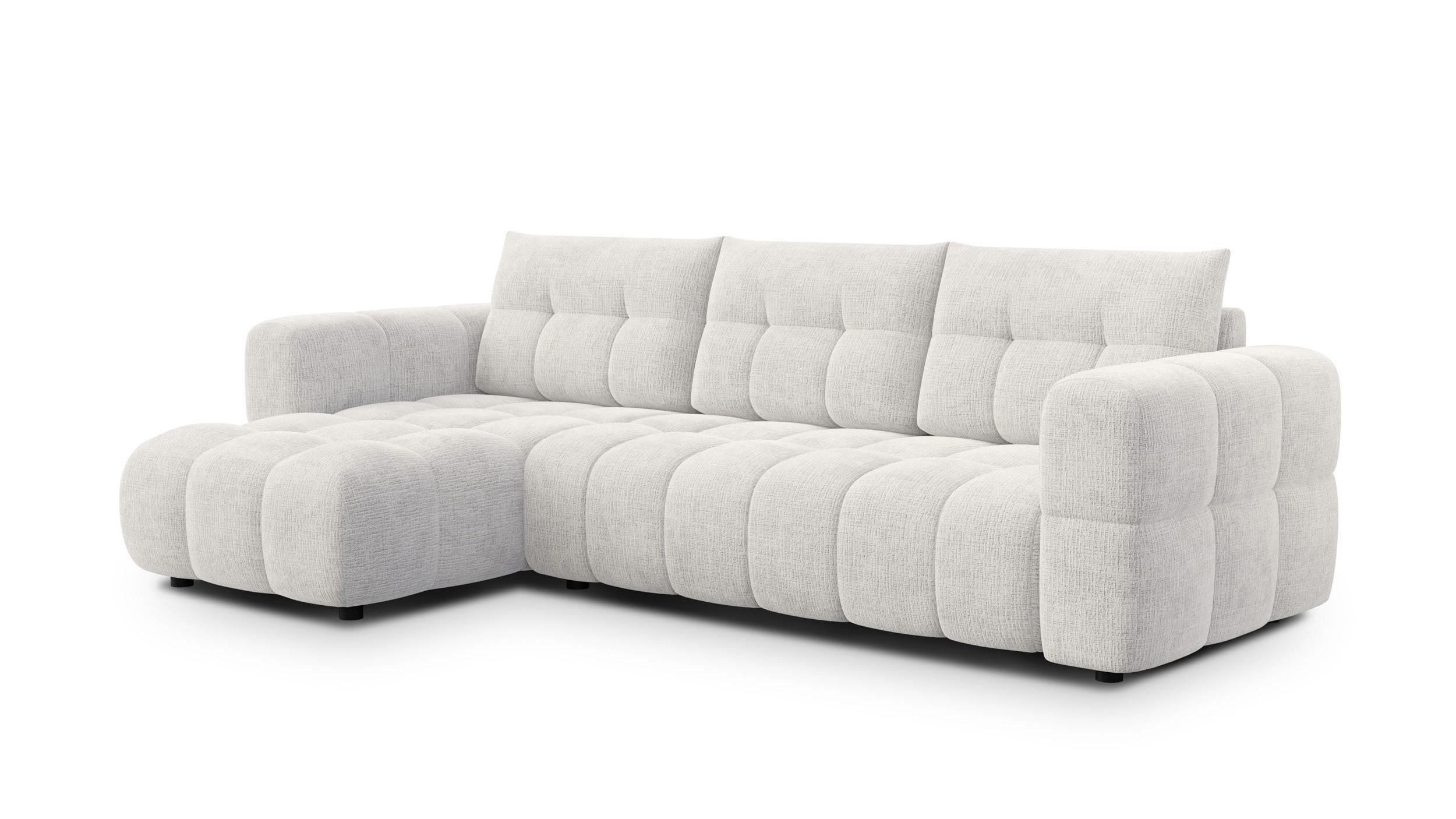 ECKSOFA CLOUDI 4-Sitzer links, creme - Creme/Schwarz, Holz/Textil (294/160cm) - Courtois Laville