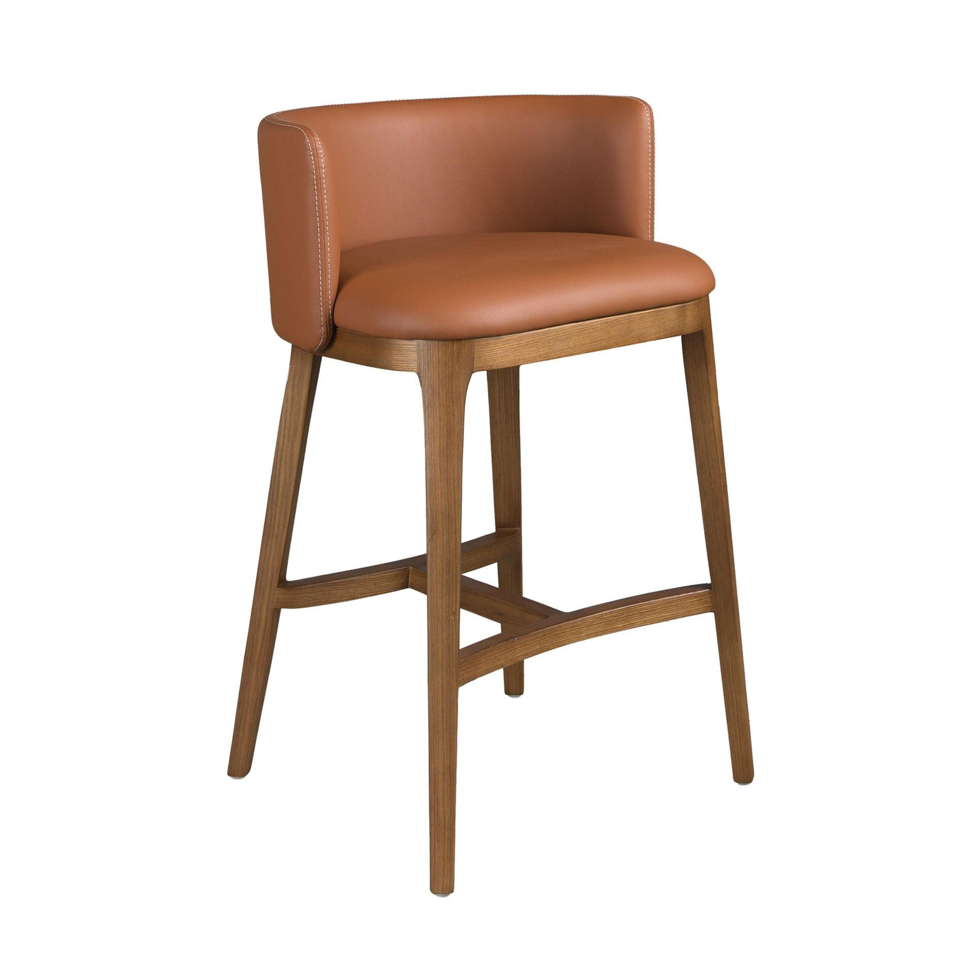 BARHOCKER asymmetrisch Braun Walnuss 53/51/84 cm - Braun, Leder/Holz (53/84/51cm) - ANGEL CERDA