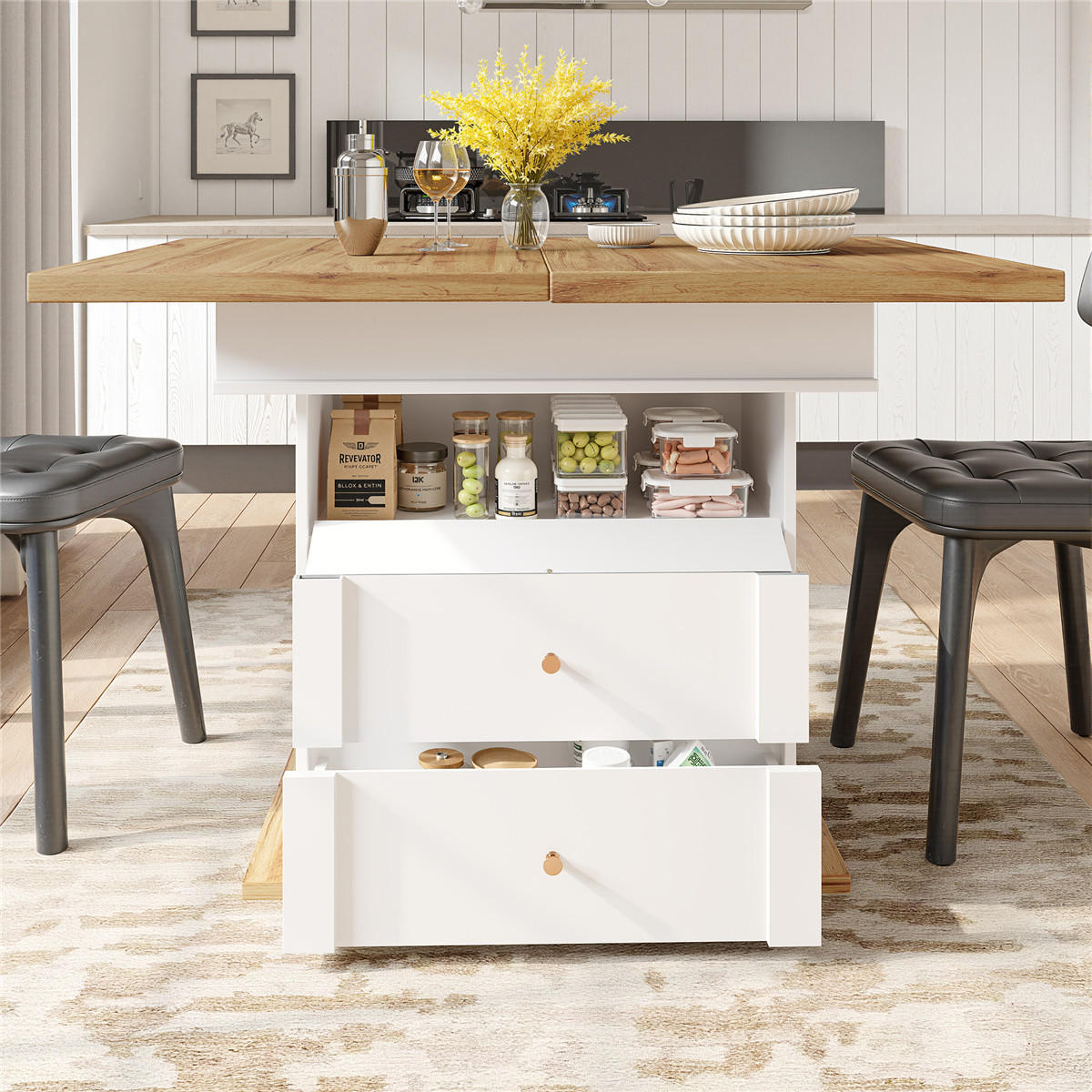 ESSTISCH Teleskop 110–140 cm Klapptisch Weiß - Weiß, Holz (140/80/75cm) - Kaket