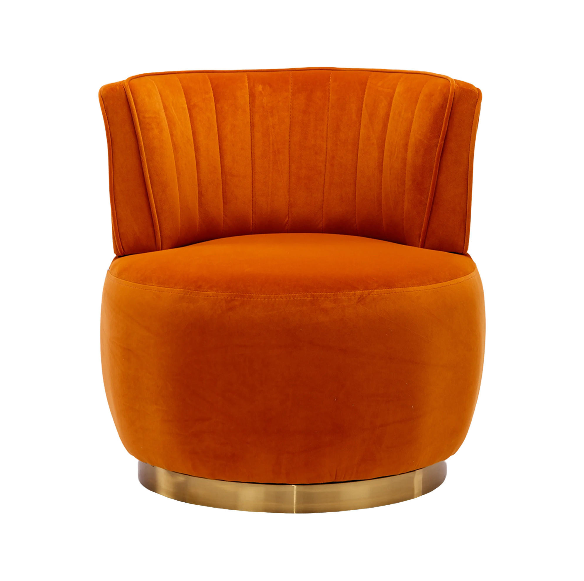 DREHSESSEL 62,5/62/69,5 cm aus Samt mit 360°-Drehfunktion in Orange - Orange, Textil (62/69.5/62.5cm) - BEAOK