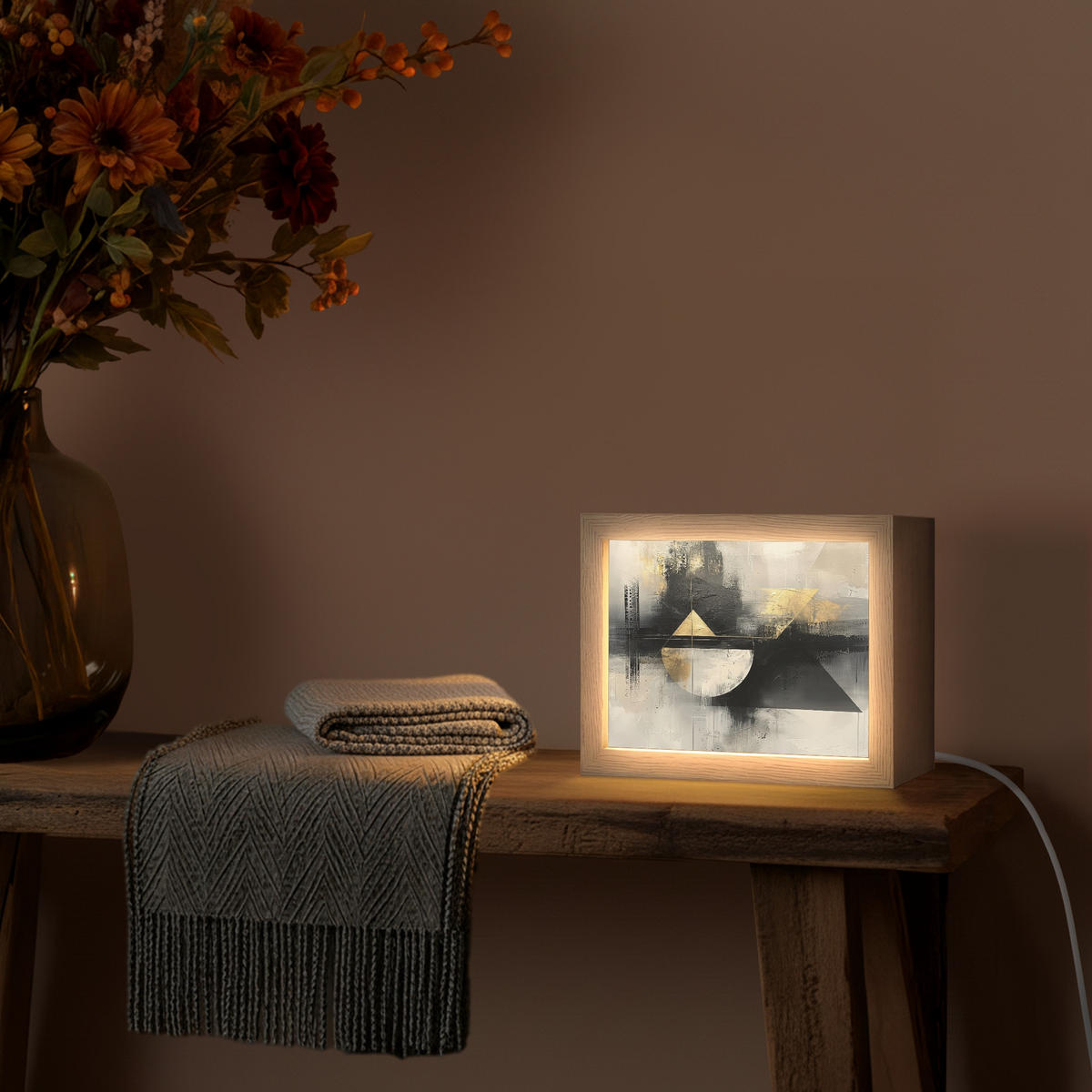 NÁSTĚNNÁ LAMPA Abstraktní - černá - barva - moderní 20x15 cm - šedá, kompozitní dřevo (20/15/8cm) - OnlyWow