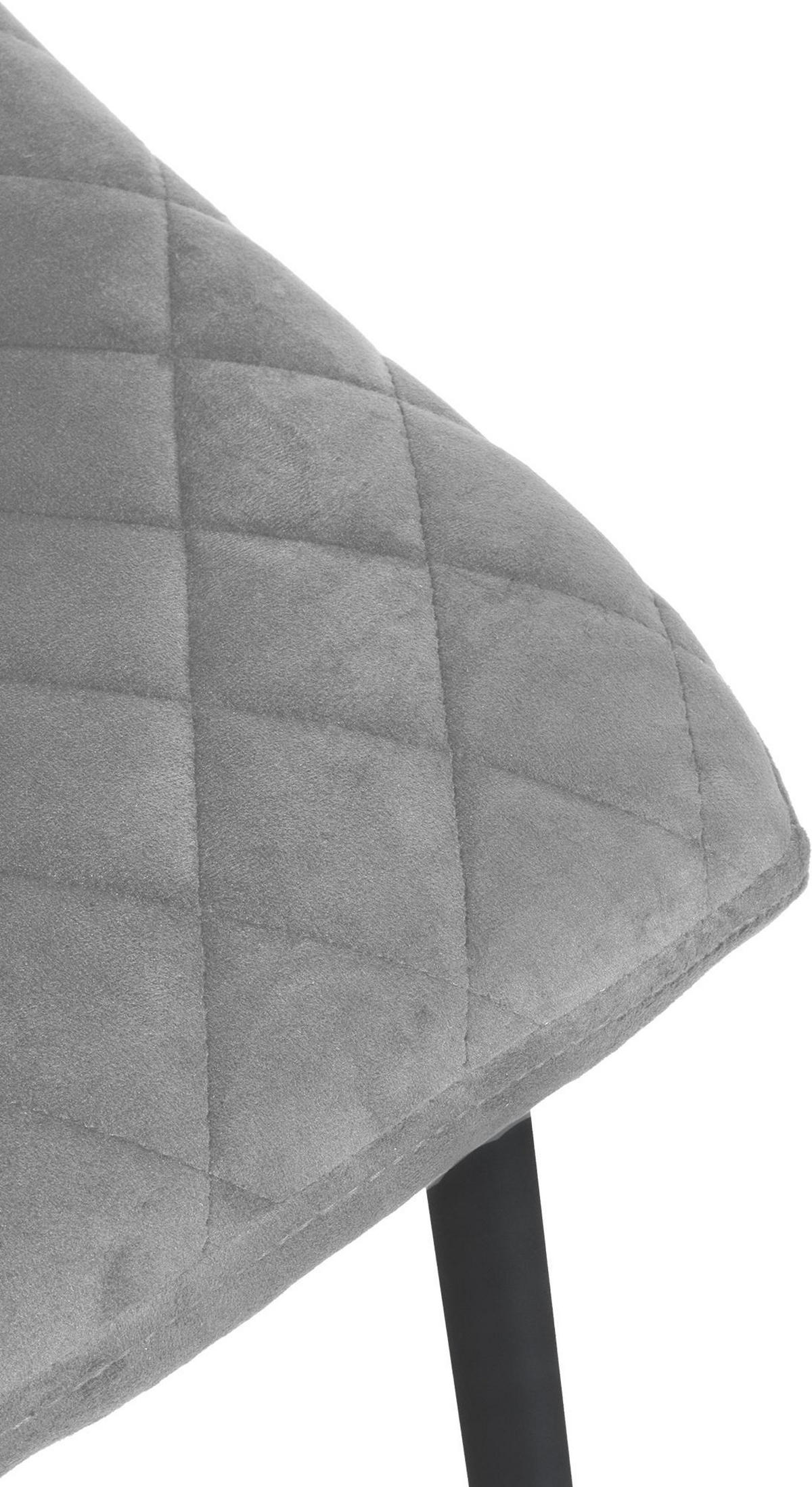 STUHL Samt grau - Schwarz/Grau, Textil/Metall (45/83/57cm) - CLP
