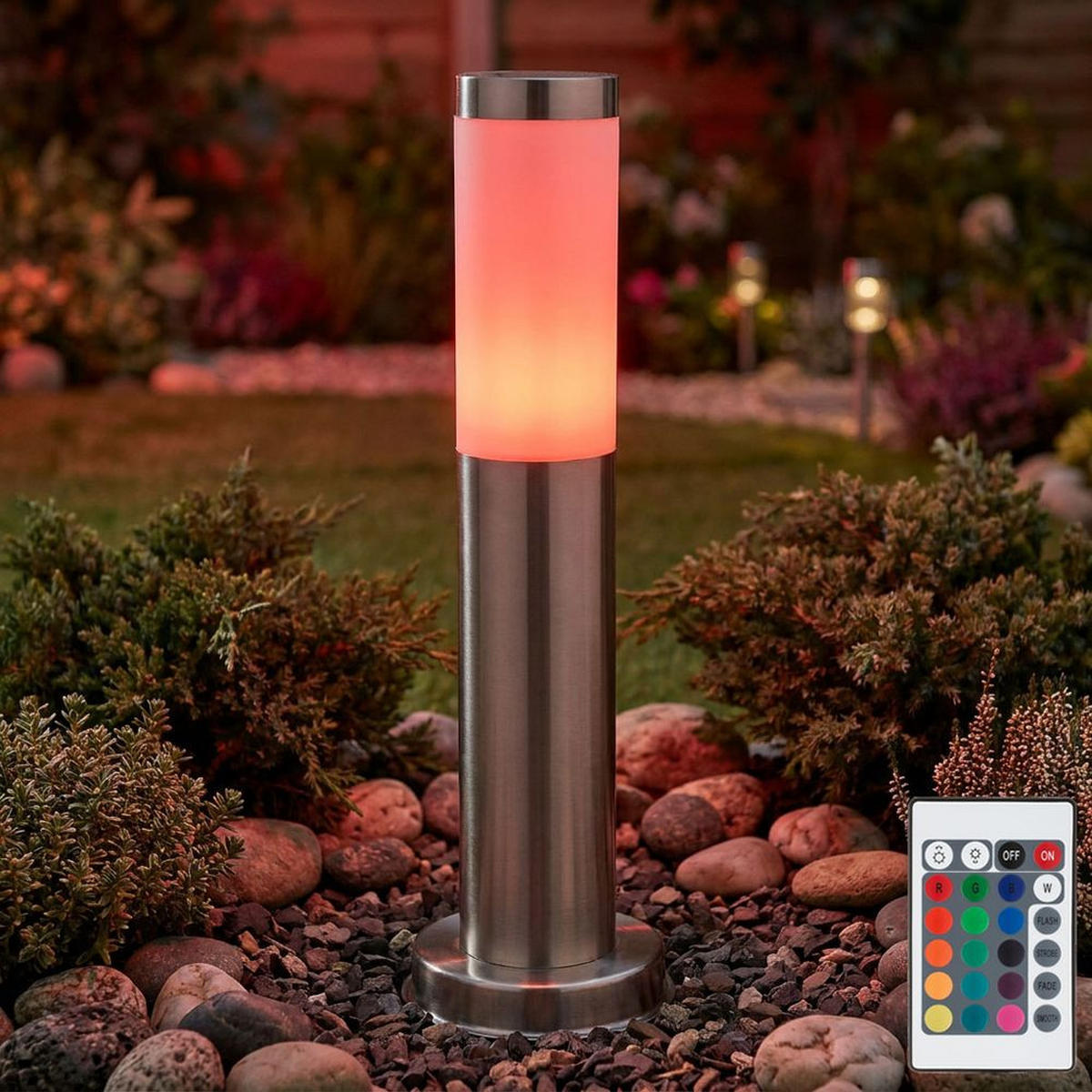 LED WEGELEUCHTE Edelstahl Silber - Silberfarben, Kunststoff (7.6/7.6/45cm) - Globo Lighting