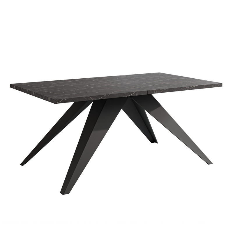 AUSZIEHTISCH XANDRO 140/80/76 cm mit Metallgestell, Schwarz / Grigia Pietra - Schwarz/Grau, Holzwerkstoff/Metall (80/140/76cm) - Idohome