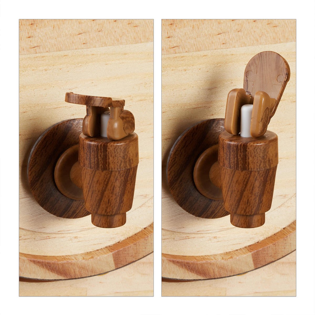 SUD pálenky - svetlohnedá, kov/drevo (18.5/25/27cm) - Relaxdays