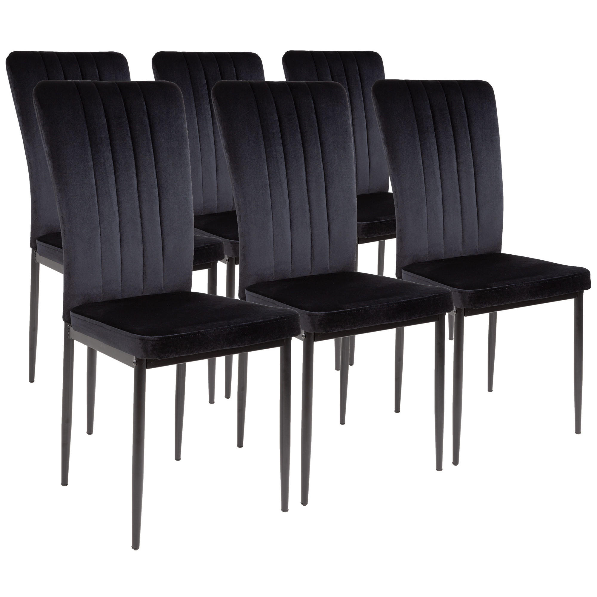 STUHL MODENA Samtbezug Metallbeine 6er Set Schwarz - Schwarz, Textil/Metall (42/96/43cm) - Albatros