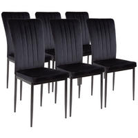 STUHL MODENA Samtbezug Metallbeine 6er Set Schwarz - Schwarz, Textil/Metall (42/96/43cm) - Albatros