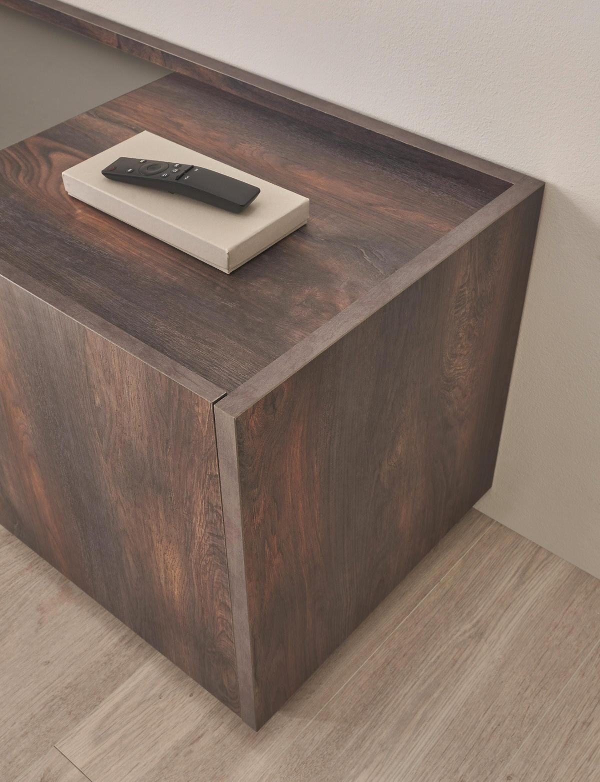 WOHNWAND Thermo Eiche, grau, Wohnkombination 3-teilig mit Soft-Close 300 x 200 cm - Eichefarben/Grau, Holzwerkstoff/Metall (300/200/45cm) - Furn.Design