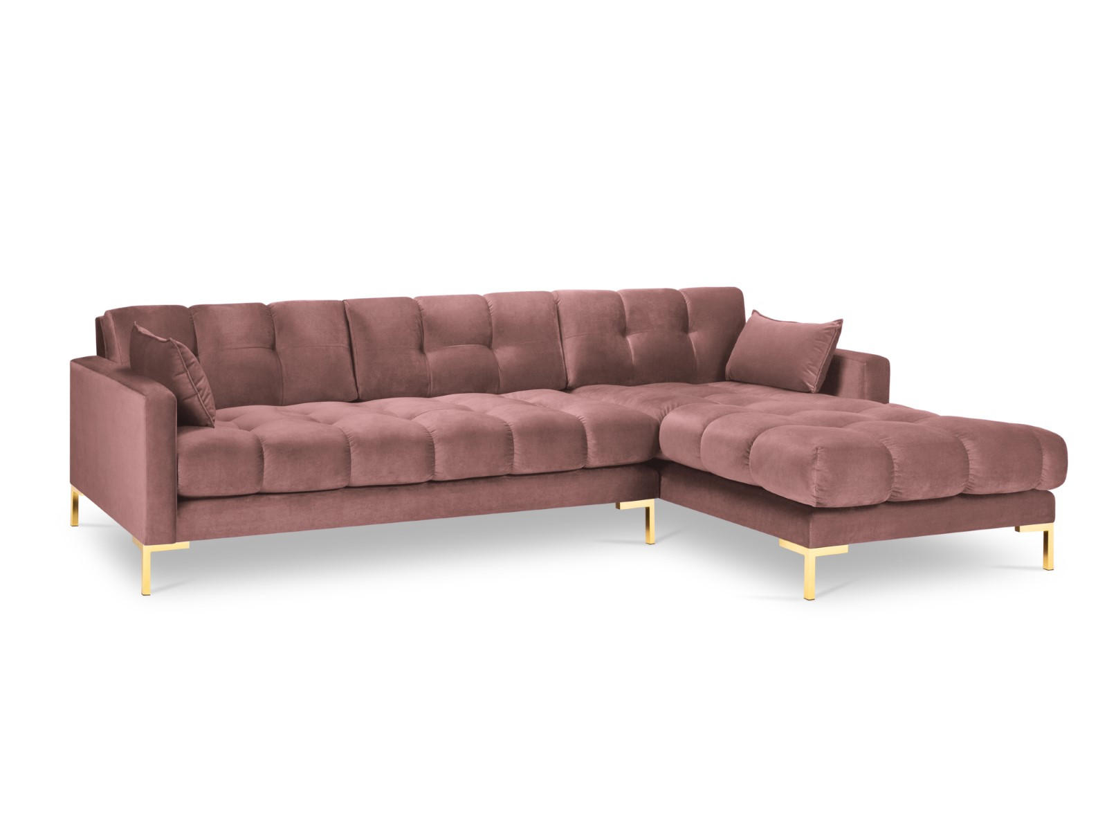 ECKSOFA rechts Mamaia aus Samt rosa 5 Sitzplätze - Pink, Textil (185/293cm) - Micadoni