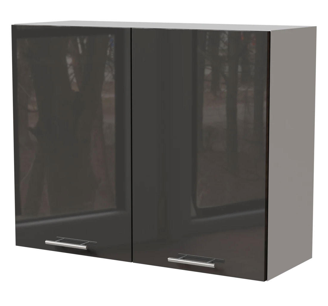 KÜCHENHÄNGESCHRANK Essen W3/90 Graphit Hochglanz / Weiß Matt 90 / 32,5 / 72cm - Graphitfarben/Weiß, Holz/Holzwerkstoff (90/72/32.5cm) - Feldmann-Wohnen