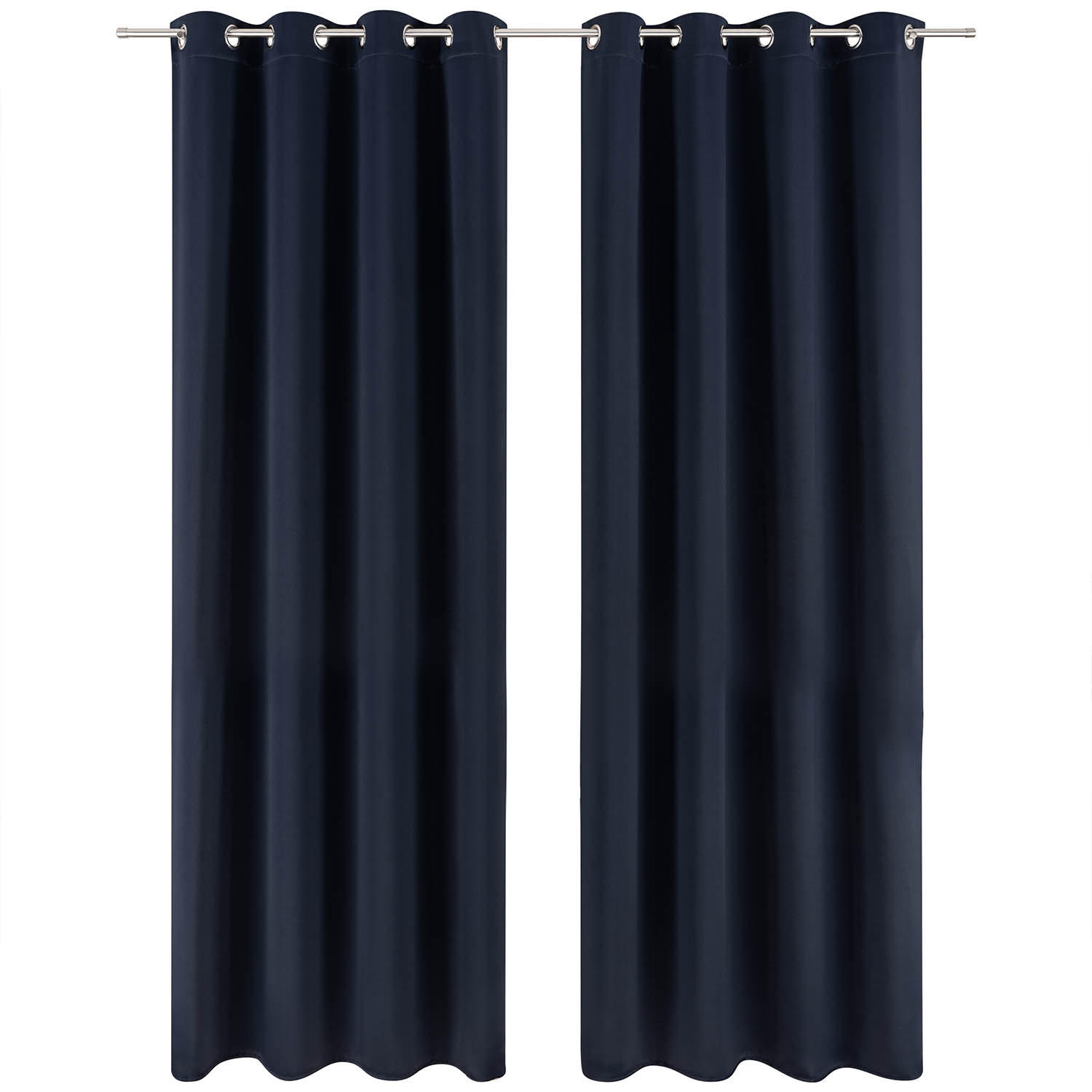 VERDUNKLUNGSVORHÄNGE Emelie 140/225 cm,2er-Set, mit Hitze- und Kälteschutz,Dunkelblau - Dunkelblau, Kunststoff (140/225cm) - Blumtal