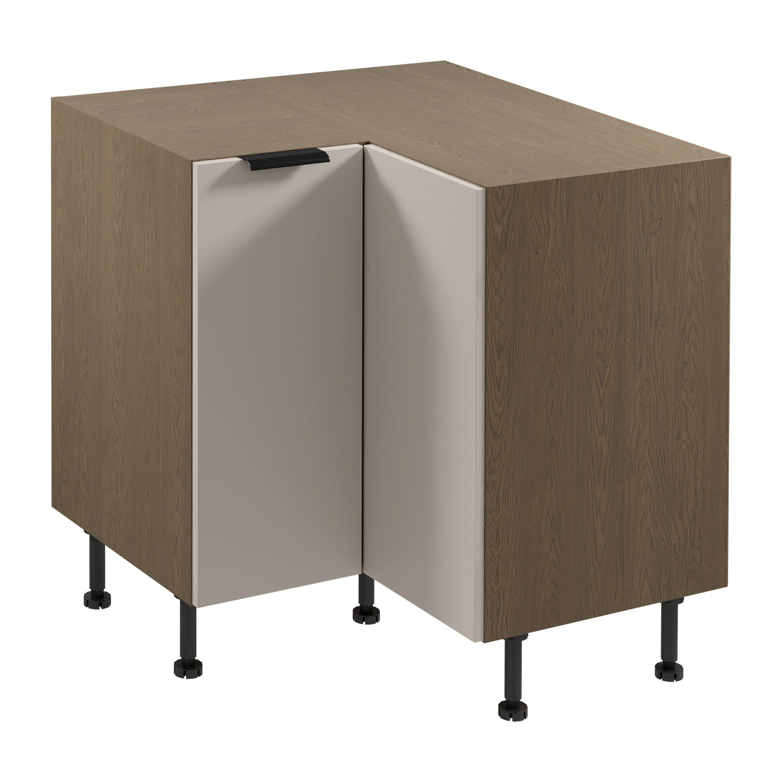 ECKUNTERSCHRANK D90N – Sorento Beige – L-Form, Ecke voll nutzbar – Beige / Eiche - Eichefarben/Beige, Holzwerkstoff (84/87/84cm) - ROYAL24_MARKT