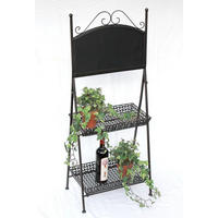BLUMENTREPPE aus Metall mit Kreidetafel 108 cm 130837 - Braun, Metall (42/108/29cm) - DanDiBo