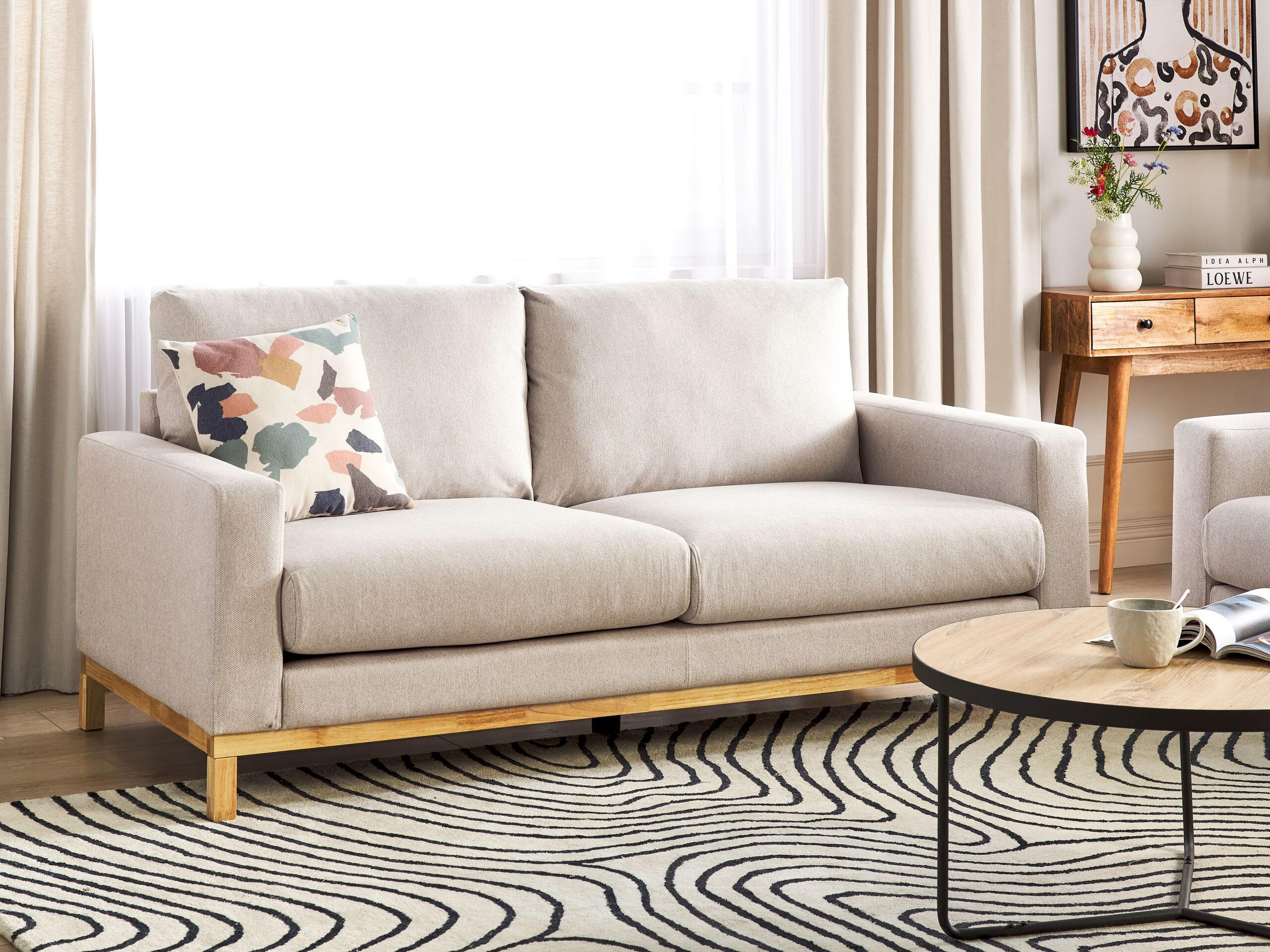 2-SITZER-SOFA beige/hellbraun Siggard - Hellbraun/Beige, Textil (184/84/92cm) - Beliani