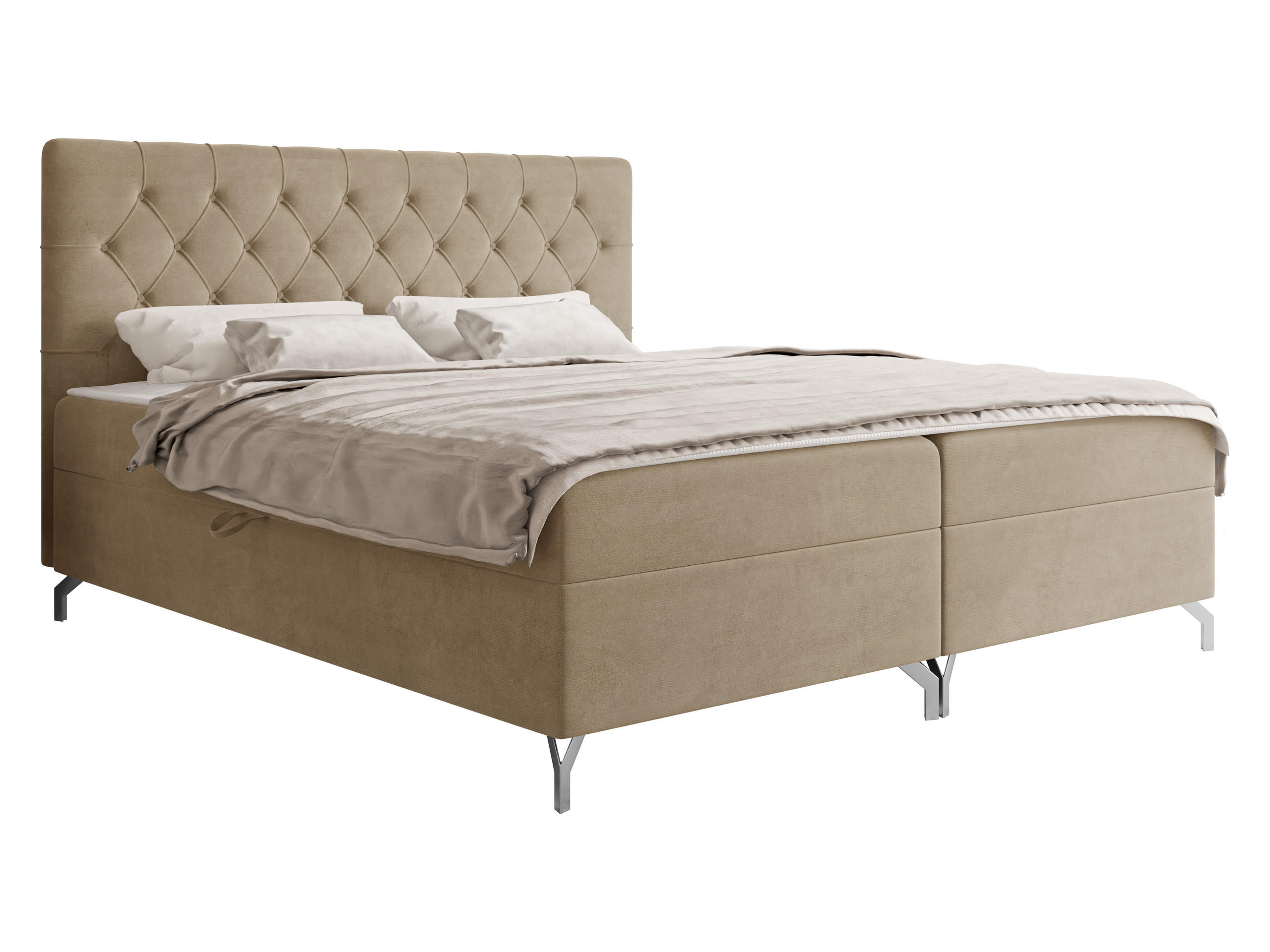 BOXBETT Guilette - H3 - Hellbraun/Silberfarben, Holz/Holzwerkstoff (160/200cm) - MIRJAN24