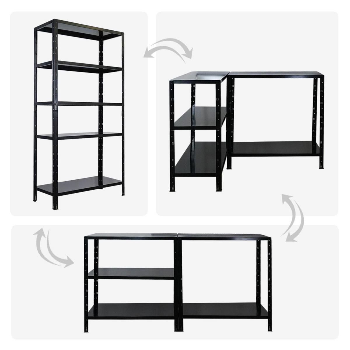 SCHWERLASTREGAL Ares 180x90x40cm 5 Stahlplatten-Ebenen Fachlast 125 kg Schwarz - Schwarz, Metall (90/180/40cm) - PROREGAL