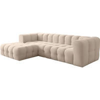 ECKSOFA Mochi L-Form 5-Sitzer Links, Samt, Beige 290/75/193 cm - Beige/Schwarz, Kunststoff/Textil (290/193cm) - WFL GROUP