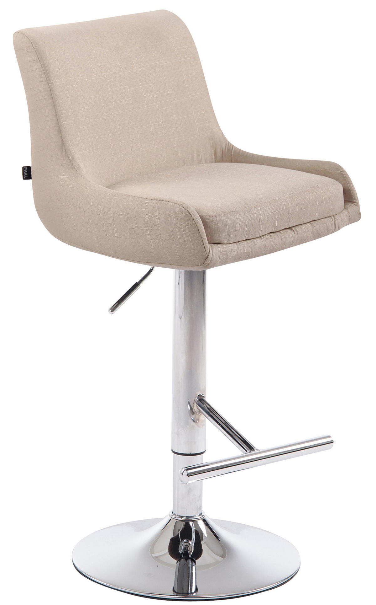 BARHOCKER Cludo, Gestell Metall in Chromoptik, Stoff Creme - Chromfarben/Creme, Textil/Metall (43/100/50cm) - TPFLiving