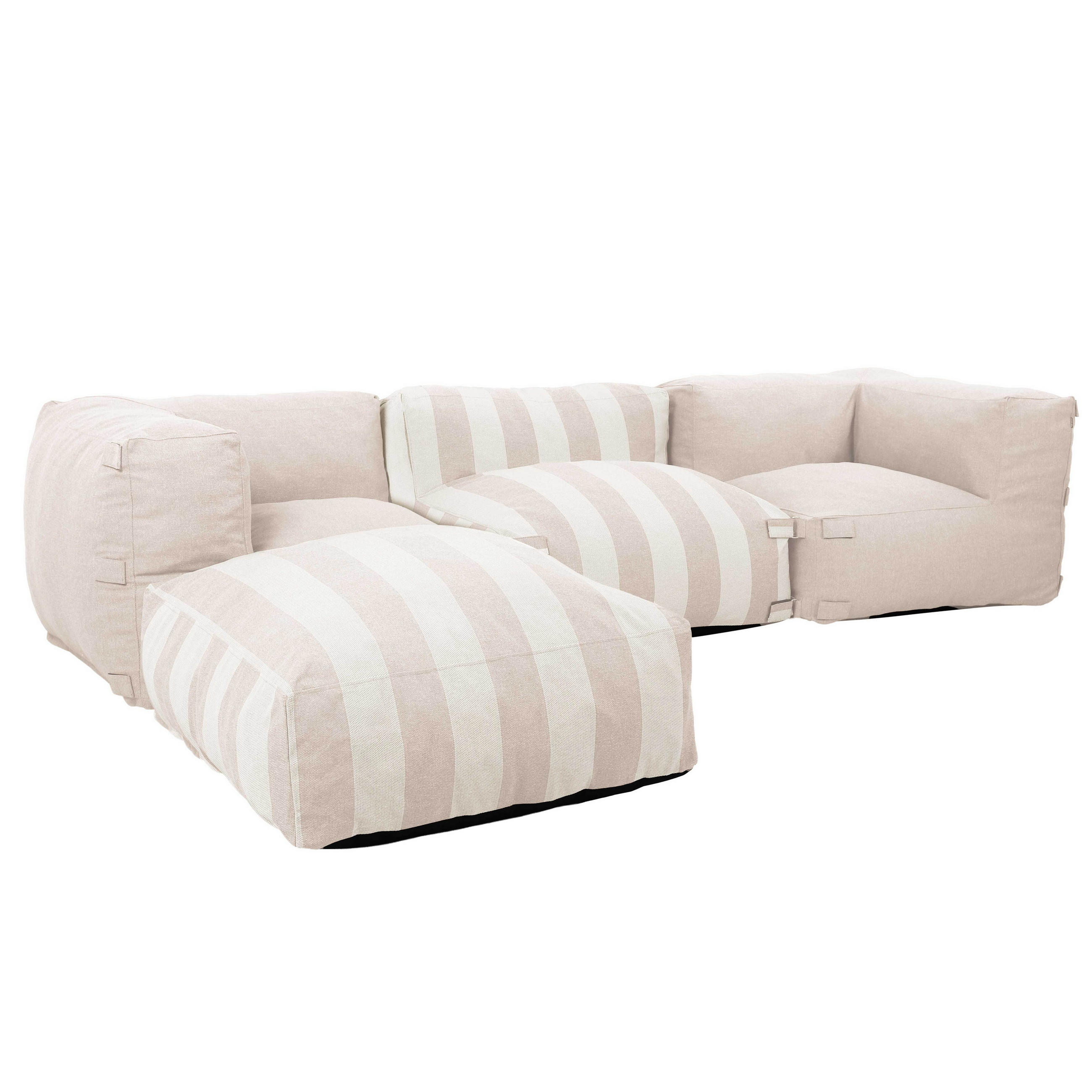 GARTENSOFA mit 4 Sitzplätzen, Beigefarbe - Beige, Textil - Oviala
