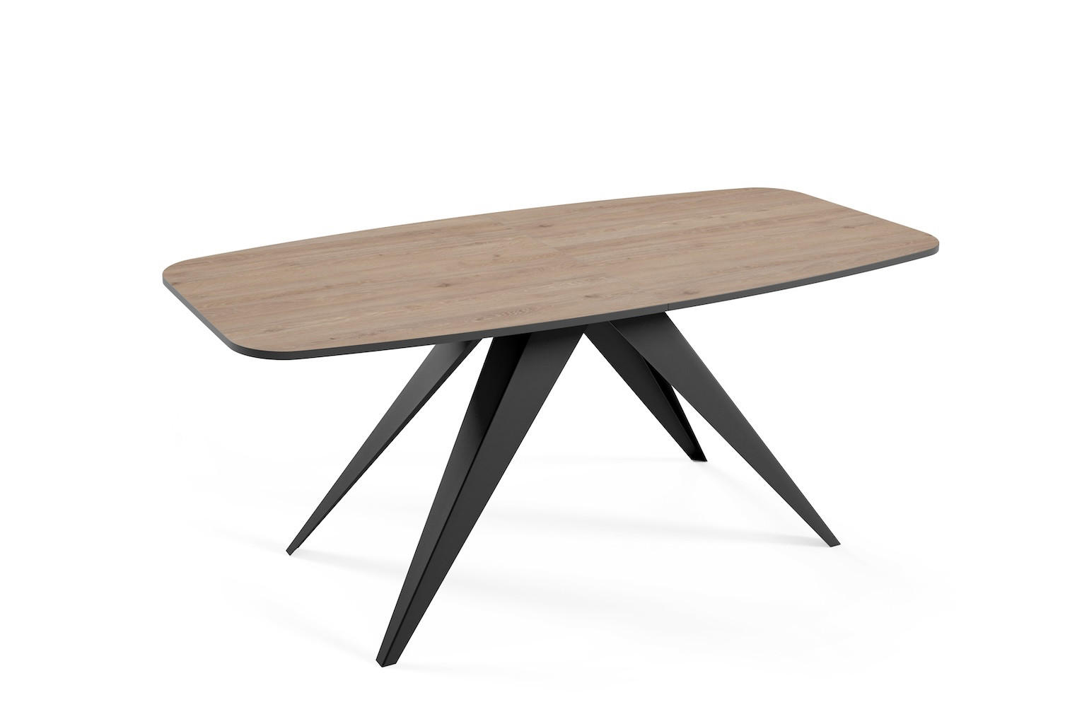 ESSTISCH Ferro Davos Eiche Trüffelbraun / Schwarz 180/220 / 90 / 76cm - Trüffeleichefarben/Schwarz, Holz/Holzwerkstoff (180/90/76cm) - Feldmann-Wohnen