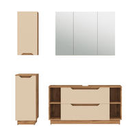 BADMÖBEL-SET Lotta Eiche/Kaschmir gestreift 4 Teile - Kaschmir/Eichefarben, Holzwerkstoff (119.2/62.5/35cm) - Vicco