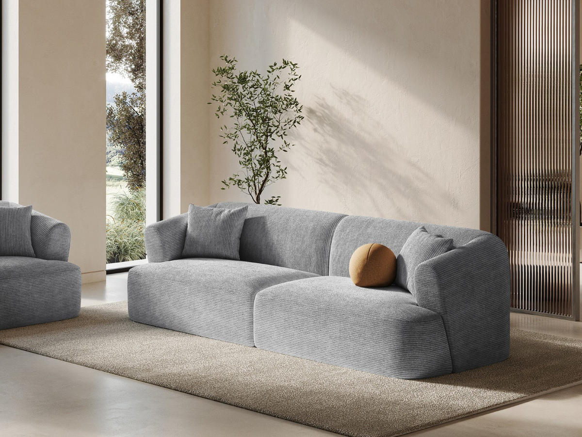 MODULARES-SOFA Campi aus Cord silber 4 Sitzplätze - Silberfarben, Textil (90/70/255cm) - Cosmopolitan Design