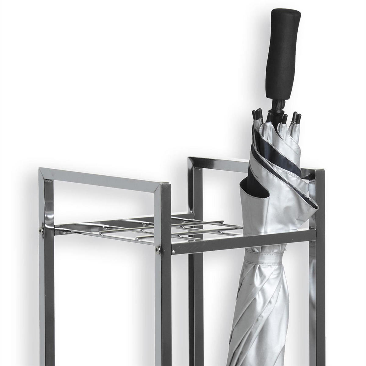 SCHIRMSTÄNDER NELIA - Silberfarben, Kunststoff/Metall (29/64/26cm) - IDIMEX