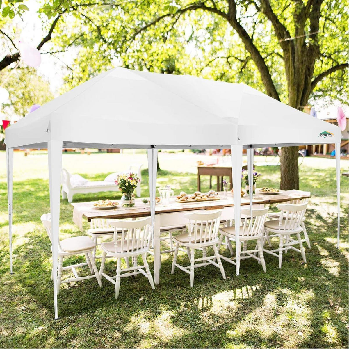 FALTPAVILLON 3x6m Weiß mit 6 Seitenwänden - Weiß, Textil (300/275/600cm)