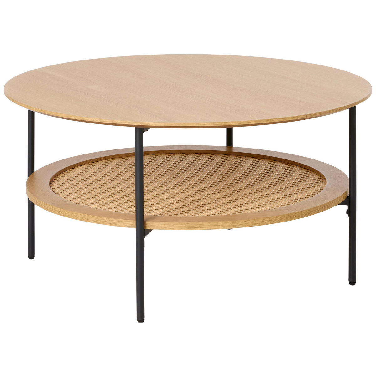 KONFERENČNÍ stolek Mogest, přírodní dub, 80 cm - béžová, kov/kompozitní dřevo (80/80/40cm) - Selsey